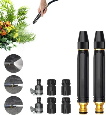 Produktbild von 2 Stück - Hochdrucksprühpistole für Gartenschlauch - 6 Schlauchanschlüsse - Messing-Autowaschsprühkopf - 3 Sprühmodi - Autowaschpistole - Gartensprühset - Pflanzensprühgerät - Turbowäscher - Leckfrei - Hochdrucksprühgerät - Hochdrucksprühgerät - Für Garten, Auto, Terrasse