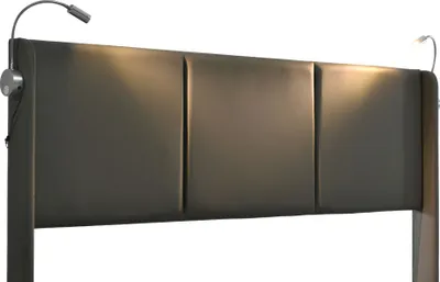 Produktbild von Sweiko Polsterbett 140x200cm Doppelbett mit Leselicht und USB-Ladefunktion, Stauraumbett mit Kopfteil und Lattenrost Kunstleder Grau (ohne Matratze)