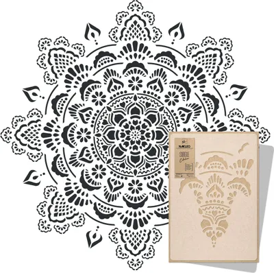 Produktbild von Mandala Große Malschablonen Durchmesser 197 cm, Boho Kreis Mandala Geometrisches Ornament, Wiederverwendbare Kunststoff Wandschablone DIY