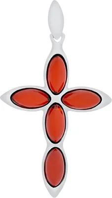Produktbild von Kreuz Anhänger aus 925 Silber mit Kirschbernstein, Silberschmuck für Damen