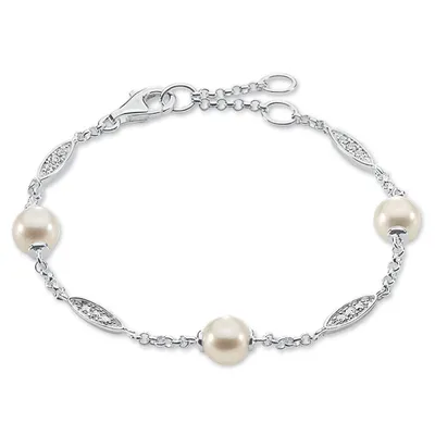 Image de Thomas Sabo A1388-167-14 Bracelet à perles pour femme, argenté, 19,5 cm