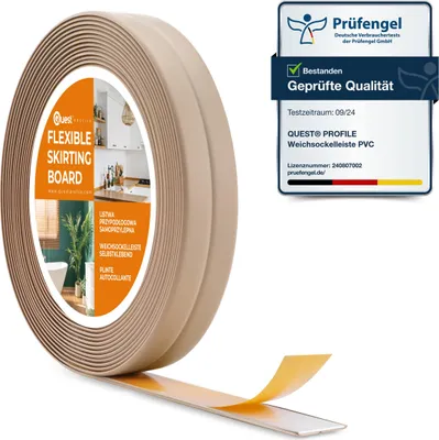 Immagine prodotto di QUEST Profilo di finitura in PVC 10x10mm, 5m, autoadesivo, nastro decorativo flessibile, beige