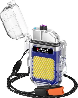 Produktbild von SUPRUS Wasserdichtes Leuchtfeuerzeug 3 Modi Taschenlampe Dual Arc Plasma-Feuerzeug Blau
