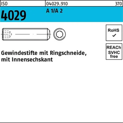 Produktbild von ISO 4029 Gewindestift A 2 M 8 x 6 rostfrei A 1/A 2 500 Stk