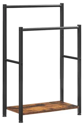 Produktbild von Handtuchständer stehend mit 2 Stangen 50 x 24 x 80 cm Dunkelbraun Schwarz