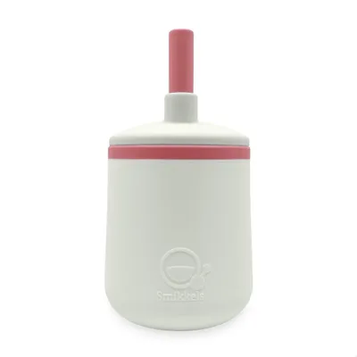 Produktbild von Smikkels Silikon Kinderbecher - weiß rosa - Trinklernbecher Baby Kleinkind