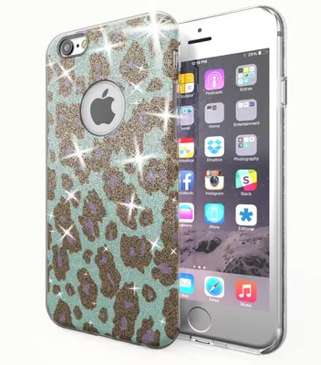 Zdjęcie produktu dla NALIA dla IPHONE 6 / 6S Etui TPU Silicone Cover Case Sparkle Leopard - Turquoise Blue