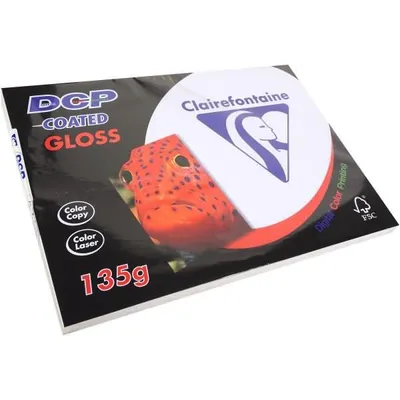 Immagine prodotto di Clairefontaine 6842C Carta per stampanti DCP Carta copiativa premium per la stampa di immagini ad alta intensità di colore, DIN A3, 135 g, 1 risma con 250 fogli, patinata bianca lucida
