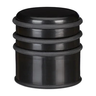Immagine prodotto di 4 fermaporta da pavimento, fermaporta pesante, per porte e finestre soggette a correnti d'aria, 3 anelli in gomma, ∅ 7 cm, nero