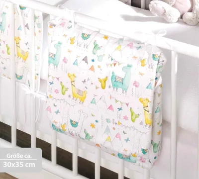 Produktbild von Windeltasche mit Befestigungsbändern für Babybett weiß