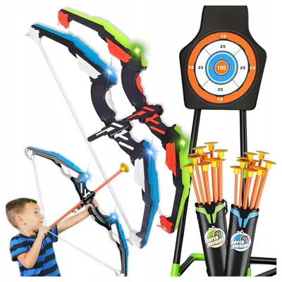 Produktbild von LED-Leuchtbogen-Schießset für Kinder, Zielscheibe, 20 Pfeile, Spielzeug