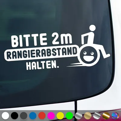 Produktbild von PantherPixel 2m Rangierabstand Aufkleber Halten Rollstuhlfahrer Sticker Auto Geschenkidee Farbe Weiss