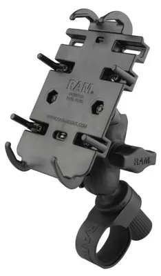 Produktbild von Ram Mounts Quick-grip™ Handyhalterung Mit Tough-strap™ Lenkerbasis Silber  Silber One Size
