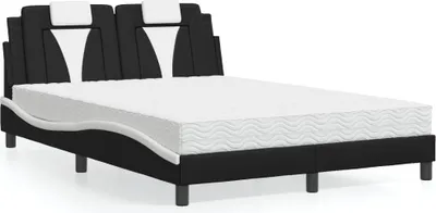 Produktbild von vidaXL Bett "Viana" mit Matratze Schwarz und Weiß 140x190 cm Kunstleder