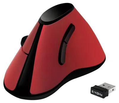 Produktbild von LogiLink TI020, rechts, Vertikale Ausführung, Optisch, RF Wireless, 1200 DPI, Schwarz, Rot