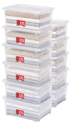 Obrázek produktu pro Úložná krabice s víkem, objem 17 litrů, stohovatelná, sada 11 kusů