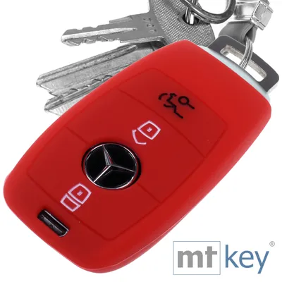 Produktbild von Auto Schlüssel Hülle Silikon Schutz Cover Rot kompatibel mit Mercedes Benz E-Klasse W213 S213 C238 A238 3 Tasten KEYLESS SMARTKEY