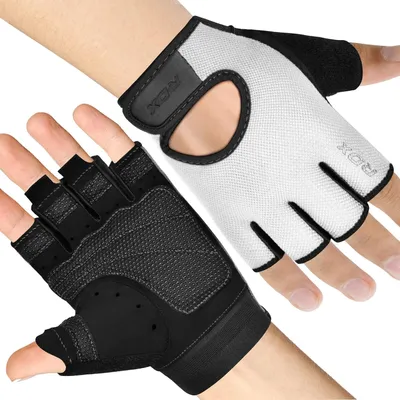 Produktbild von RDX Gewichtheberhandschuhe, atmungsaktiv, mit Belüftung, Halbfinger-Training im Fitnessstudio, rutschfester, gepolsterter Griff, Fitnesstraining für Männer und Frauen