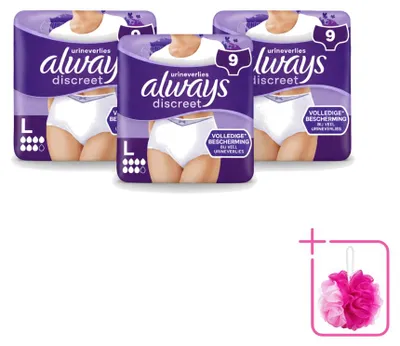 Obrázok produktu pre 3 kusy dámskych absorpčných nohavičiek Always Discreet, veľkosť L – výhodný balík