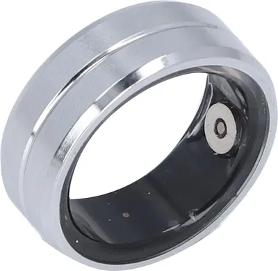 Obrázek produktu pro Chytrý zdravotní prsten, IP68, vodotěsný, připojení Bluetooth, dobíjecí, krokoměr, tracker pro muže a ženy, stříbrný, vnitřní průměr 20,6 mm/0,81 palce