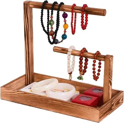 Produktbild von Schmuckständer aus Holz – Schmuckregal – Schmuckhalter – Ohrringständer – Schmuckständer für Ketten – Abmessungen: 33,5 x 17,5 x 5,5 cm
