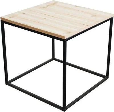 Produktbild von Famanu Beistelltisch Runder Tisch mit Metallrahmen und Holzplatte - 39 x 39 x 36 cm