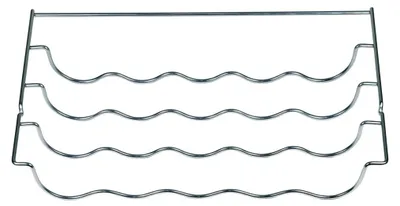 A silver wire rack for storing bottles, likely for a refrigerator.