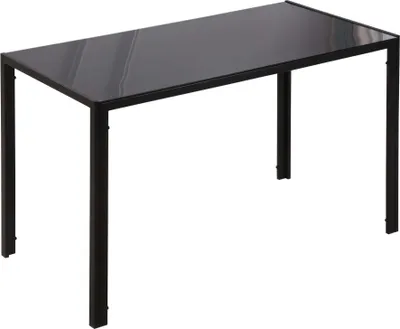 Zdjęcie produktu dla Stół jadalny HOMCOM 120 x 60 cm, stół kuchenny dla 4 osób, stół do jadalni z blatem ze szkła hartowanego, nowoczesny stół do kuchni, jadalni, salonu, czarny