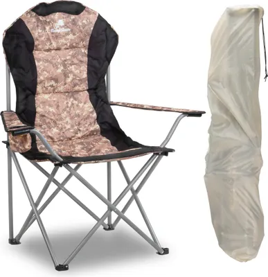 Produktbild von CampFeuer Campingstuhl Faltbar, Camouflage, Anglerstuhl mit Getränkehalter, Klappstuhl, Angelstuhl
