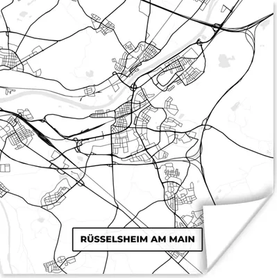 Produktbild von MuchoWow® Poster Rüsselsheim am Main - Karte - Stadtplan - Wegbeschreibung 50x50 cm - Wohnzimmerdekoration