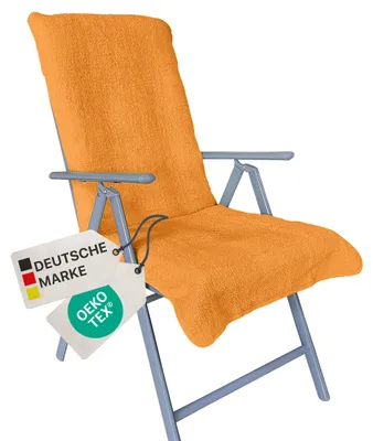 Produktbild von NYVI Frottee Schonbezug für Gartenstuhl NYVISpa 60x130 cm Orange - Hygiene Auflage für Hochlehner Gartenstühle Campingstühle - Handtuch Bezug - 100