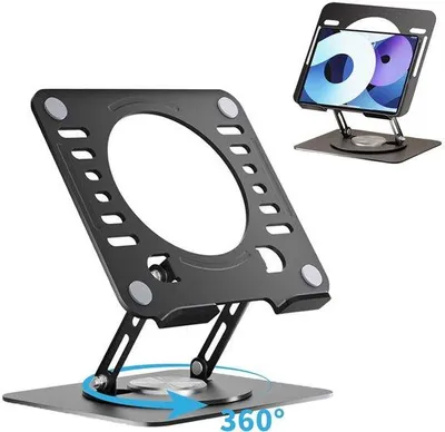 Zdjęcie produktu dla Podstawka pod laptopa, przenośna, składana, z możliwością obrotu o 360°, do laptopów o przekątnej ekranu od 10 do 17 cali.