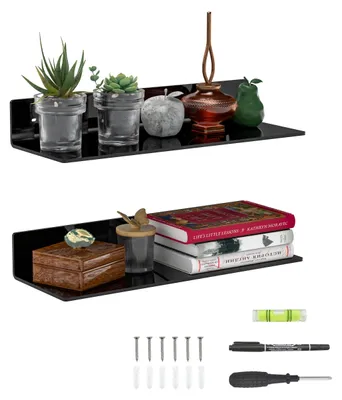 Produktbild von Omgoods – Set aus 2 schwarzen Acryl-Wandregalen, 38 cm