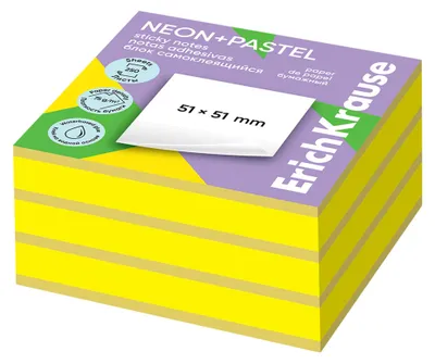 Produktbild von Haftnotizen 51x51mm Neon & Pastell wiederablösbar 200 Blatt Gelb