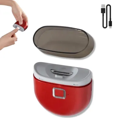 Produktbild von EUROtops Nageltrimmer mit LED-Licht – Elektrischer Nagelschneider für Fingernägel, Nail Clipper, Nagelknipser kraftsparend, mit Auffangbehälter Rot
