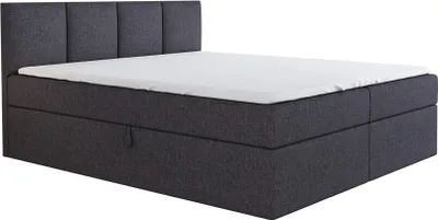Produktbild von Boxspringbett RAFI 160x200 mit 2 Bettkästen, Bonell-Matratze und Topper. Farbe: Dunkelgrau