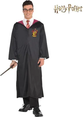 Harry Potter Kostüm Gryffindor Umhang mit Zauberstab für Herren Gr. M-XXL Hogwarts Zauberer Zauberschüler Film Filmheld Fasching Karneval Mottoparty Paar- und Gruppenkostüme