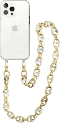 Produktbild von Marble Creme Transparant Cord Hülle - Long Cord  - Kompatibel mit iPhone 14 Pro Max