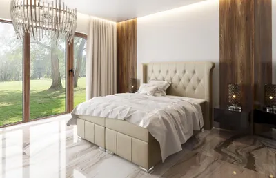 Zdjęcie produktu dla Łóżko Chesterfield + Podstawa Łóżka Boxspring Łóżka Sypialnia Hotel Wszystkie Rozmiary