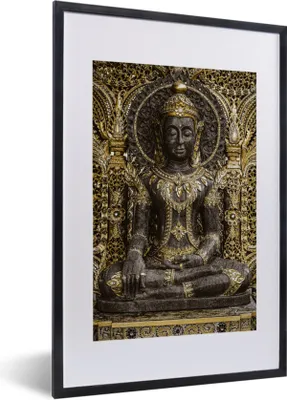 Produktbild von MuchoWow® MuchoWow® Gerahmtes Poster Buddha - Bild - Gold 40x60 cm - Poster mit zchwarzem Bilderrahmen - Poster in Rahmen