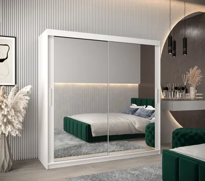 Produktbild von Schwebetürenschrank mit einer Breite von 200 cm TIMEA 3 – Weiß
