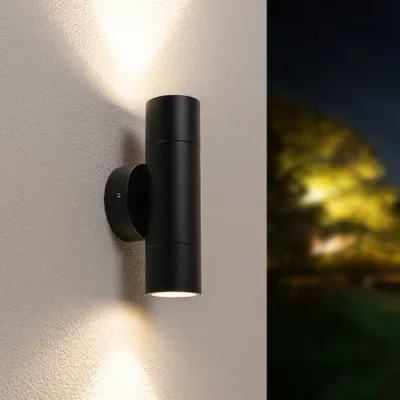 Produktbild von hoftronic LED Wandleuchte Dimmbar 8W 690lm 4000K Schwarz IP65 GU10 Up & Down