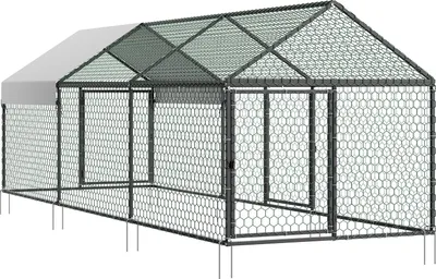 Image de SucceBuy Poulailler 1x3x1 m, enclos avec couverture imperméable & 3 portes, enclos avec toit pointu, adapté aux poulaillers en bois, poulailler pour lapins, poules, oies & canards