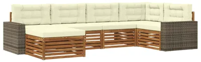 Imagen del producto de vidaXL Juego de sofás de exterior, 6 piezas, color natural y crema