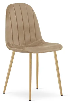 Image de Chaise - Leobert - Padva - Velours Marron/Pieds Chêne - 44,5 X 53 X 87 Cm