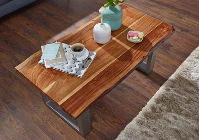 Produktbild von MASSIVMOEBEL24 Couchtisch Akazie 110x60x45 walnuss lackiert FREEFORM 2 #11