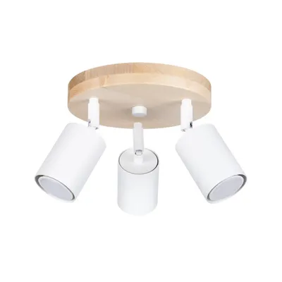 Zdjęcie produktu dla Reflektor spot VERDO biała i drewno 3xGU10x10W metal wym:17x33x33cm IP20 Sollux Lighting