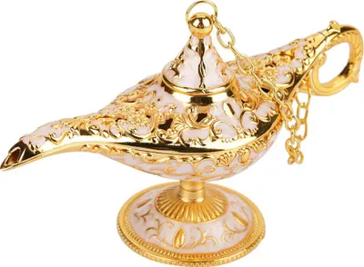 Image de Lampe légendaire creuse sculptée dans le métal Aladdin Magic Genie Light Wishing Pot Decor (#3)