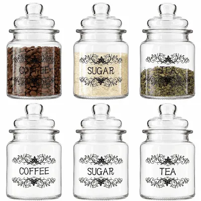 Produktbild von 6 Vorratsdosen Vorratsglas Dose Vorratsgläser Glas Glasbehälter Tee Kaffe Zucker
