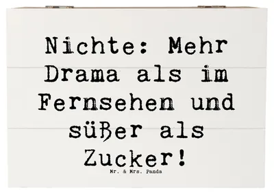 Produktbild von Mr. & Mrs. Panda Holzbox Spruch Nichte Freude 22 x 15 cm - Weiß - Geschenk, Persönlichkeit, liebevolle Geschenke, Verwandtschaft, schatztruhe, Schatzkiste, Box, Liebe